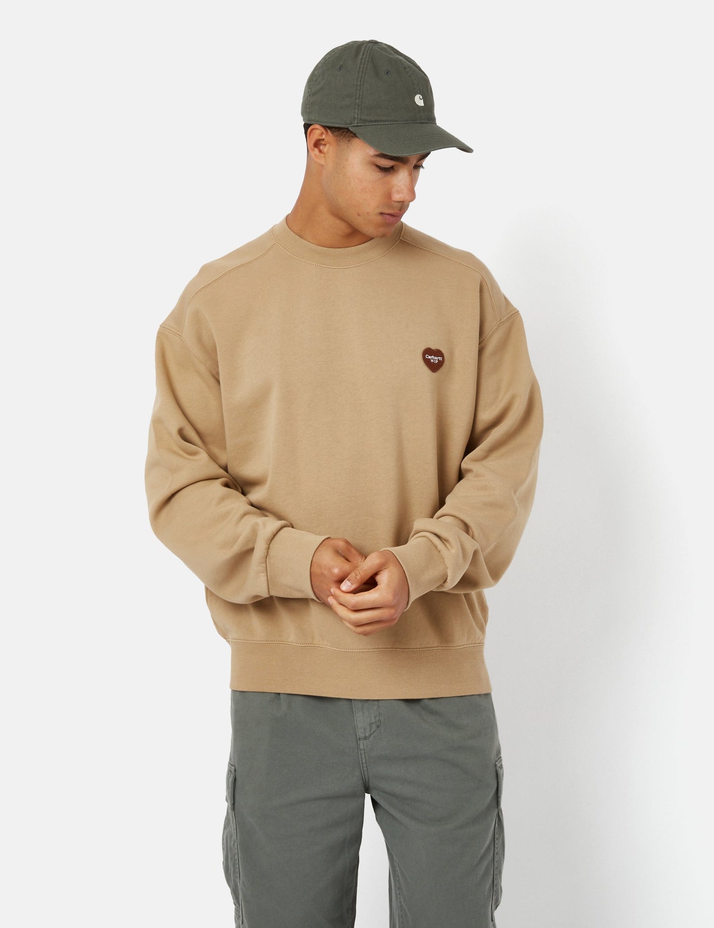 Sweatshirt mit Herz-Applikation – Aschgrau meliert