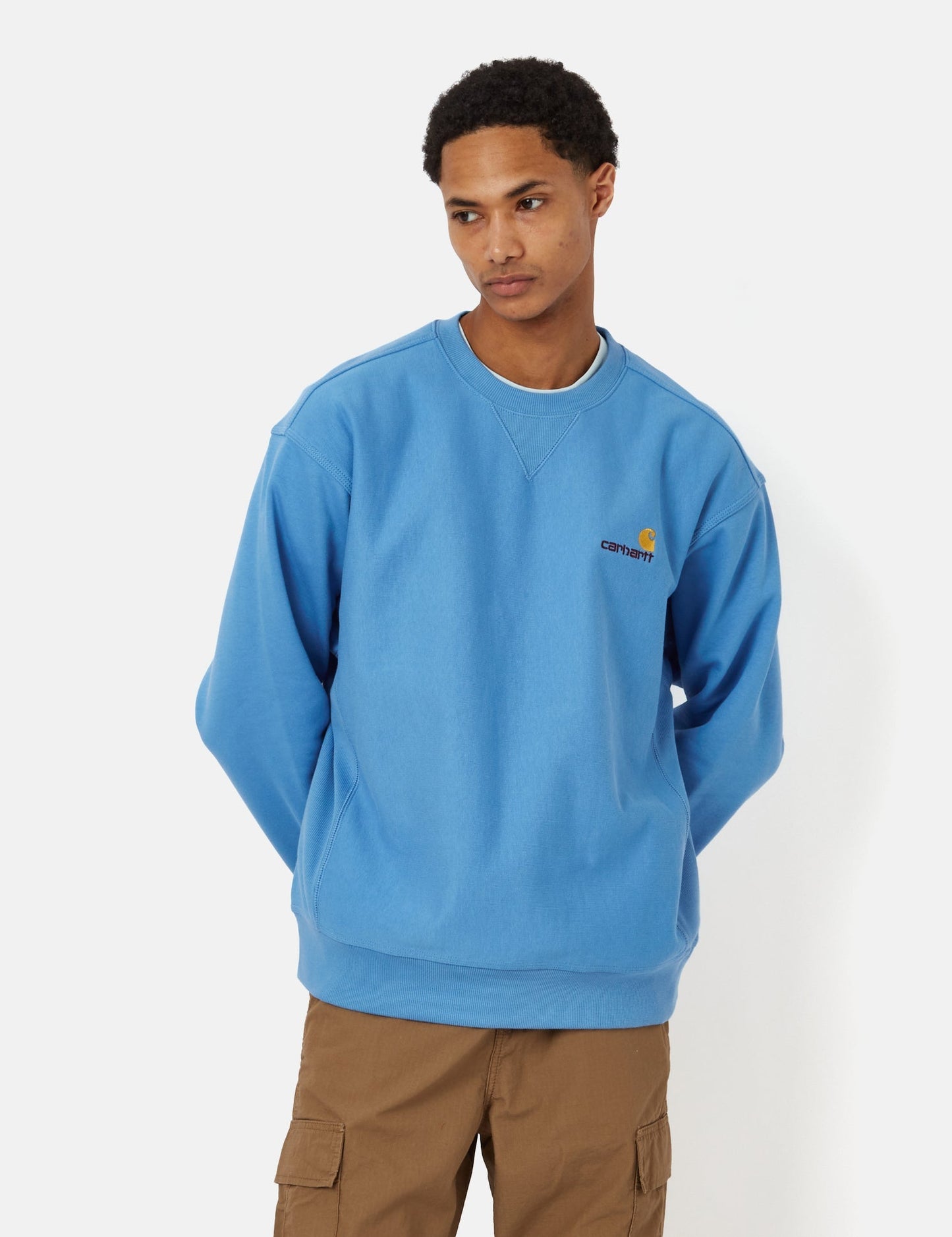 Sweat-shirt American Script - Bleu Piscine