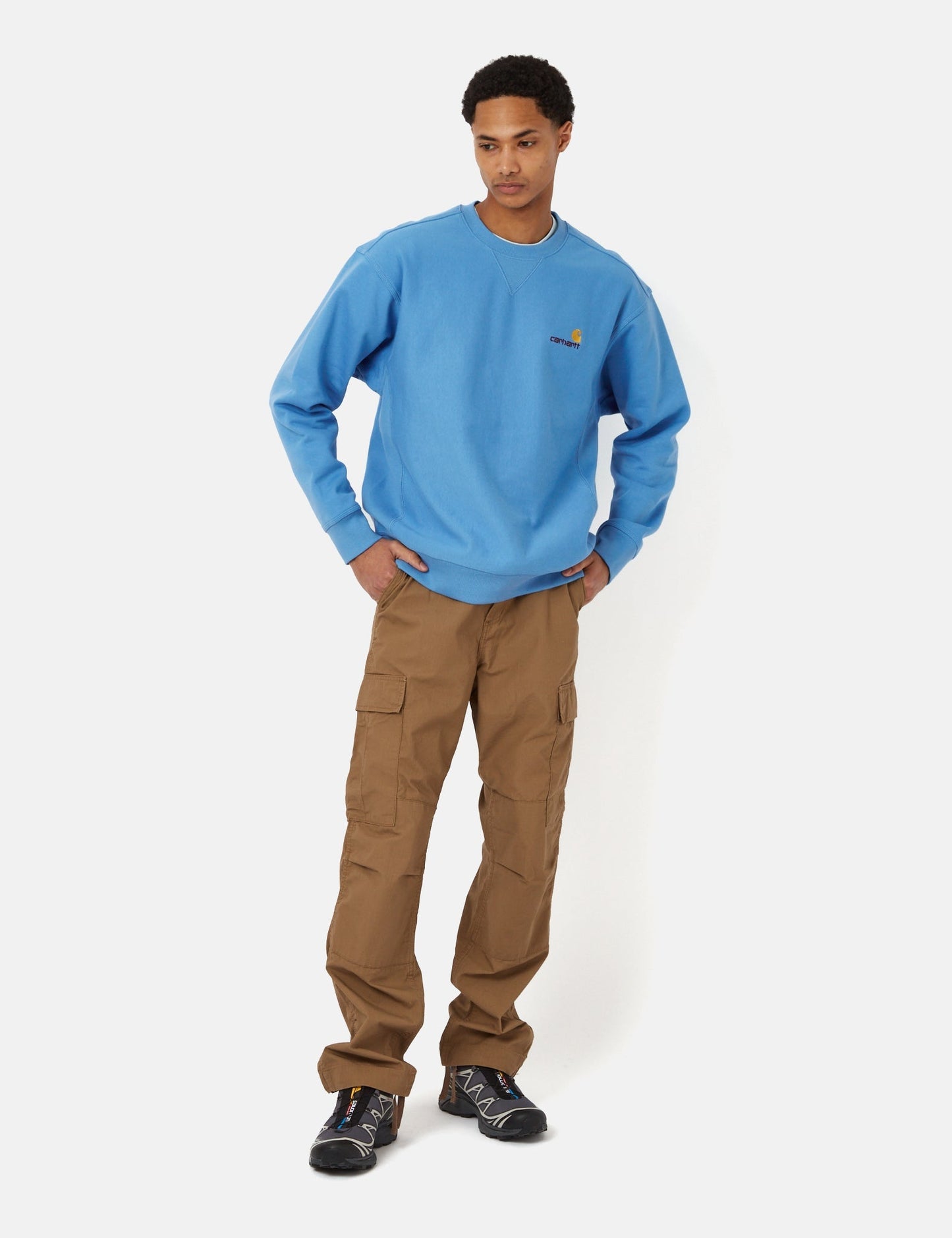 Sweat-shirt American Script - Bleu Piscine