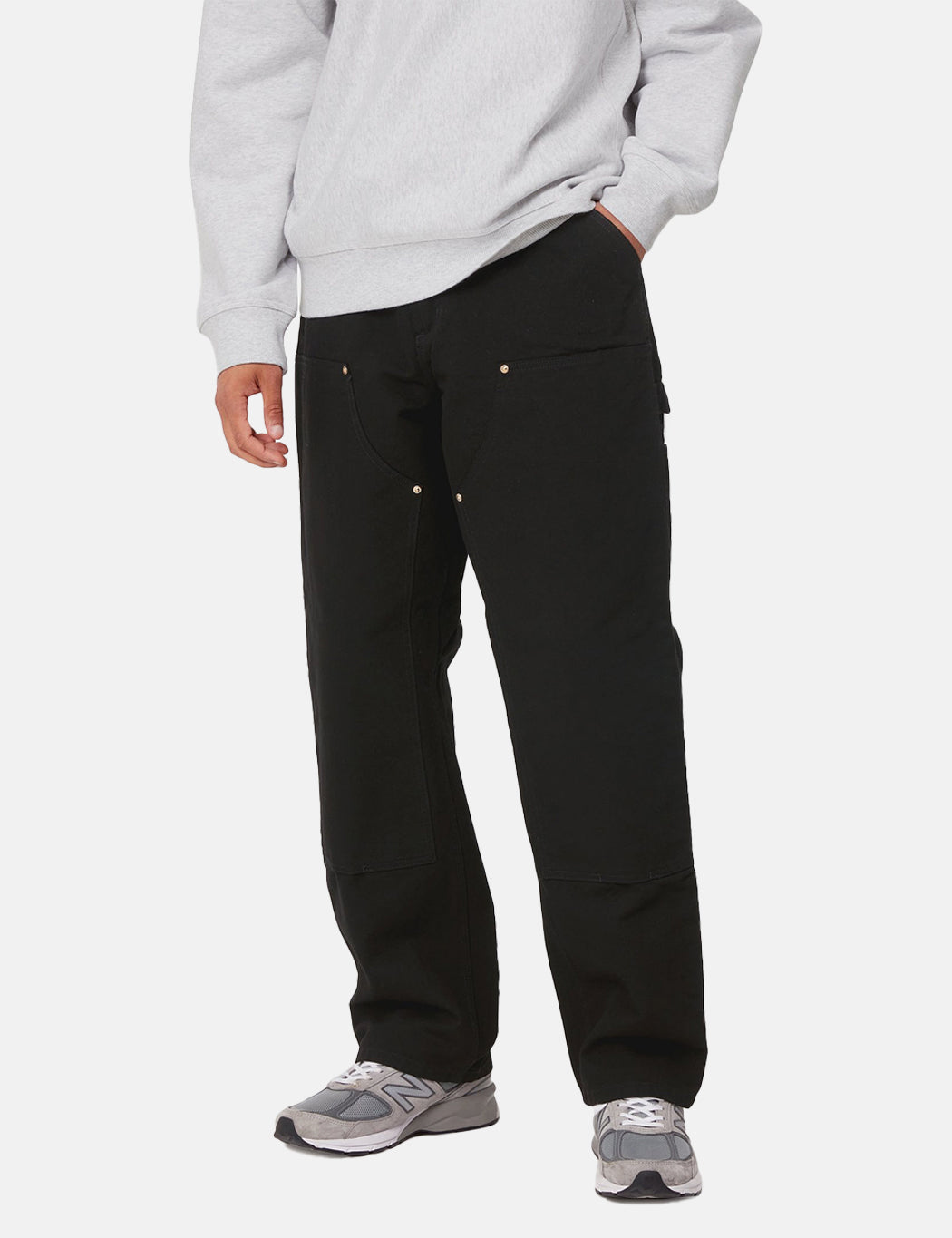 Pantalon double épaisseur (coupe décontractée/droite) - Noir