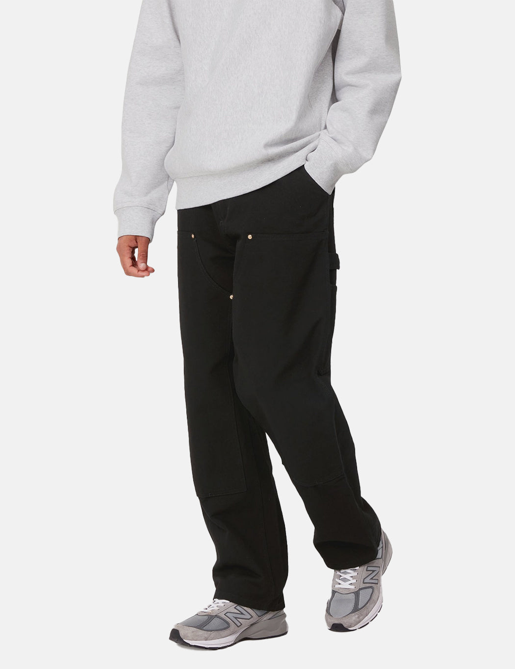 Pantalon double épaisseur (coupe décontractée/droite) - Noir