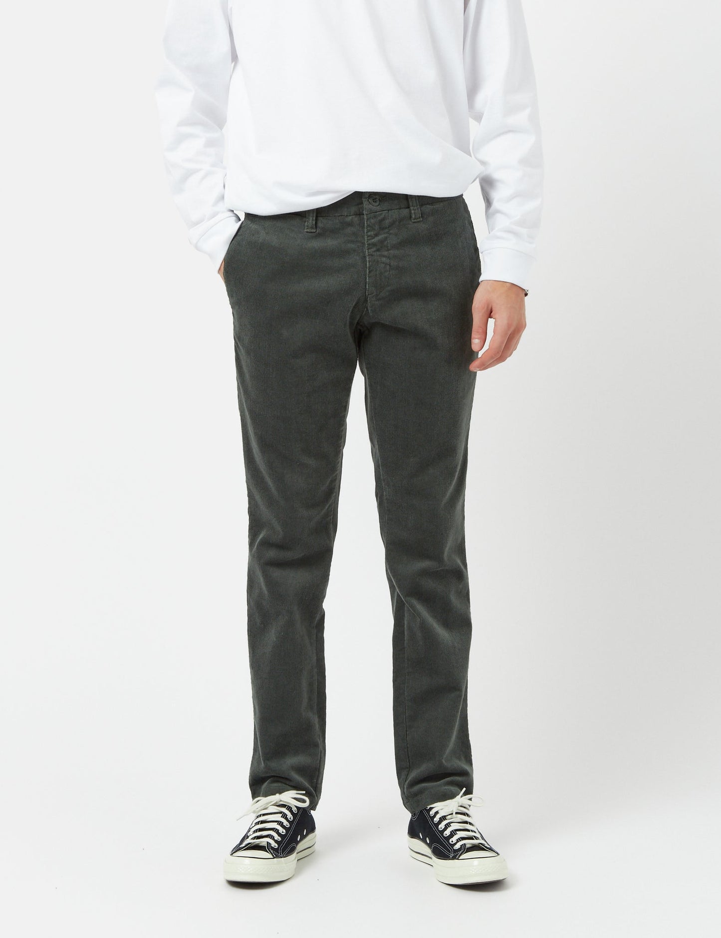 Sid Pant Cord Chino (coupe ajustée) - Vert buis