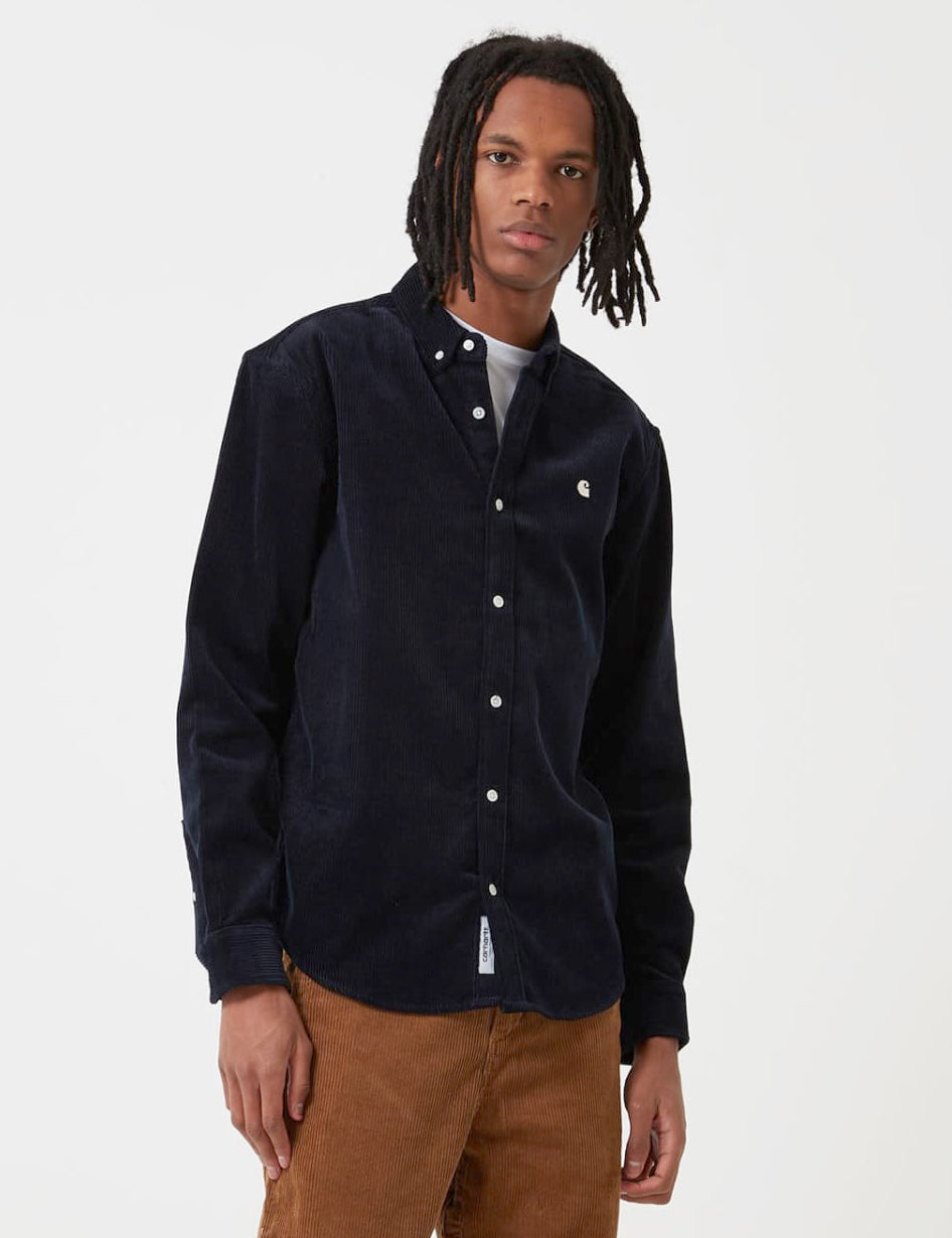 Chemise en velours côtelé Madison - Vert sauge/Noir