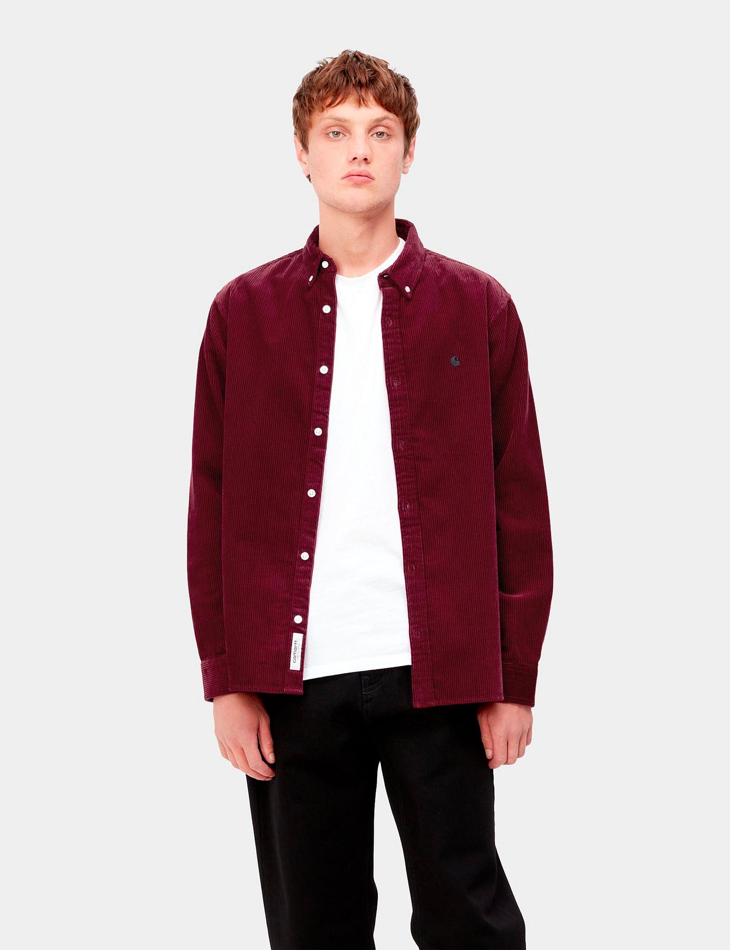 Chemise en velours côtelé Madison - Vert sauge/Noir
