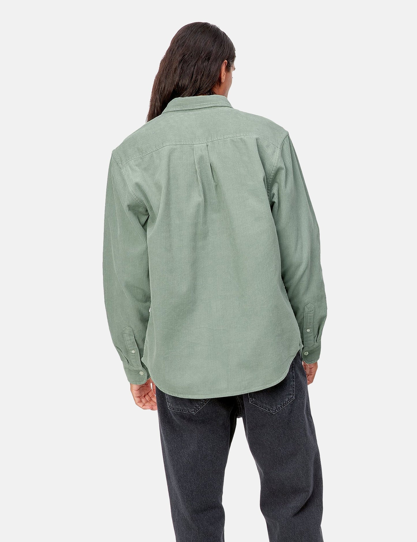 Chemise en velours côtelé Madison - Vert sauge/Noir