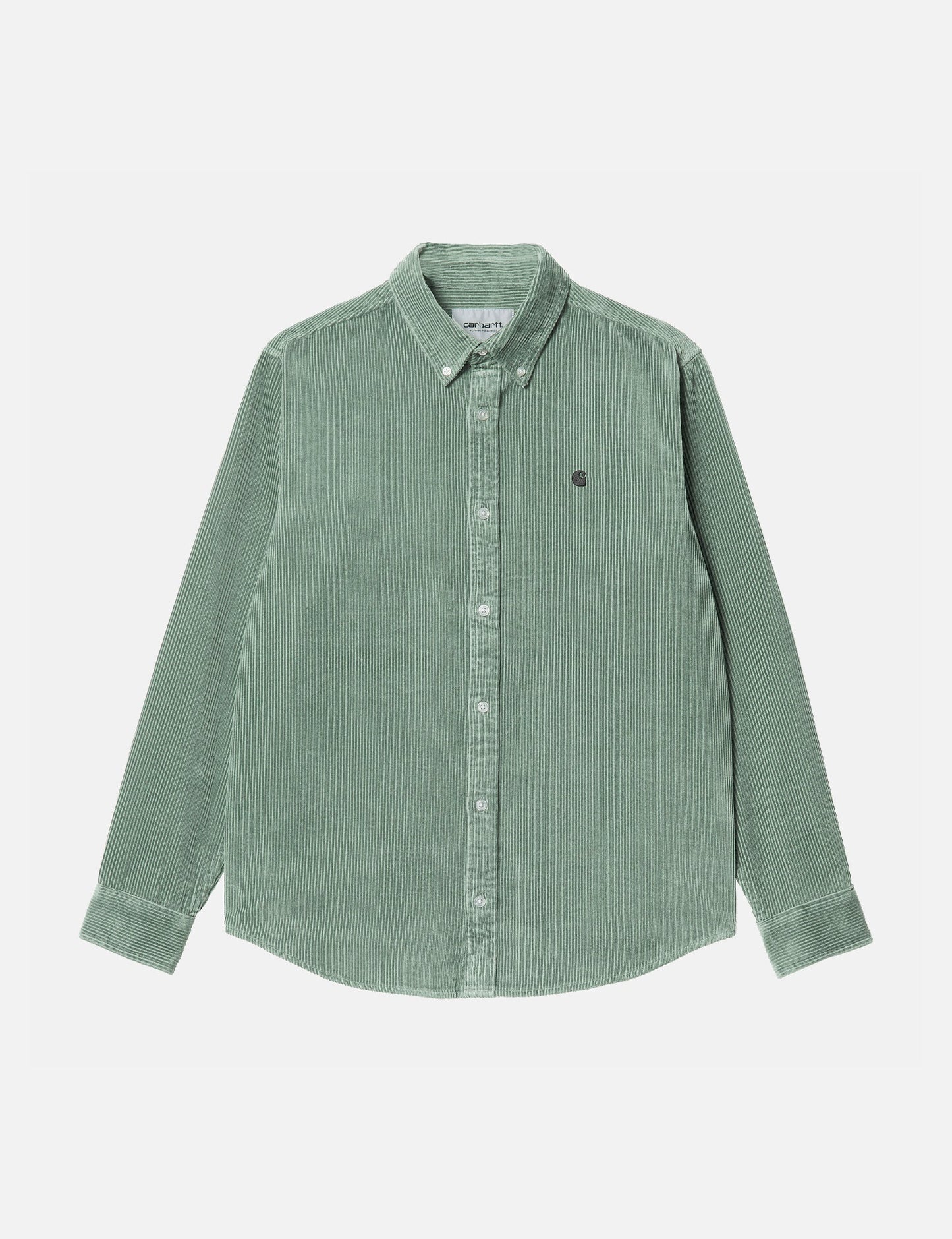 Chemise en velours côtelé Madison - Vert sauge/Noir