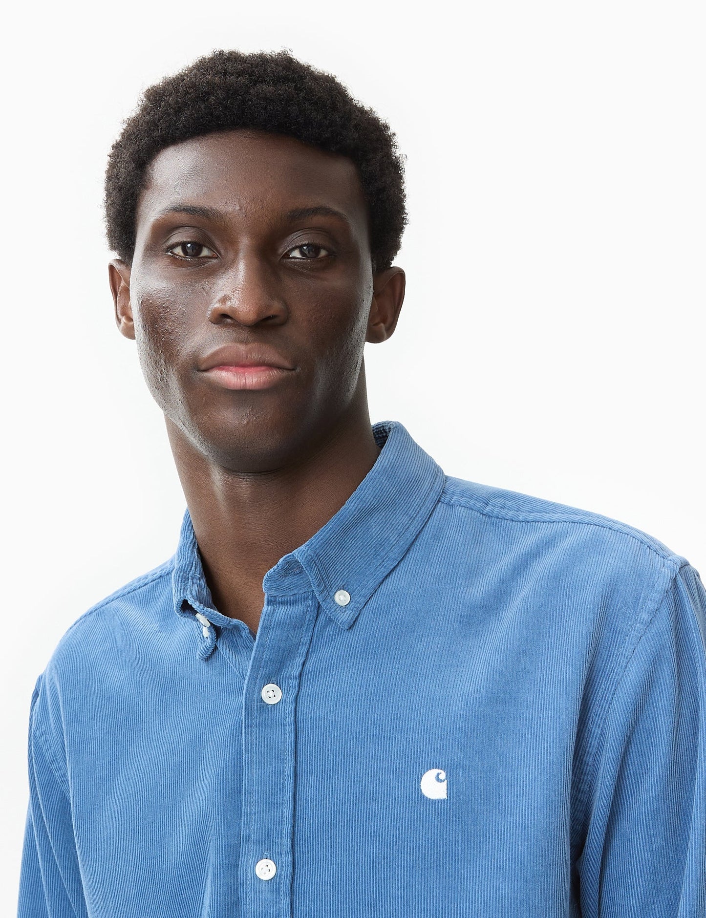 Chemise en velours côtelé Madison (coupe droite) - Bleu Sorrent