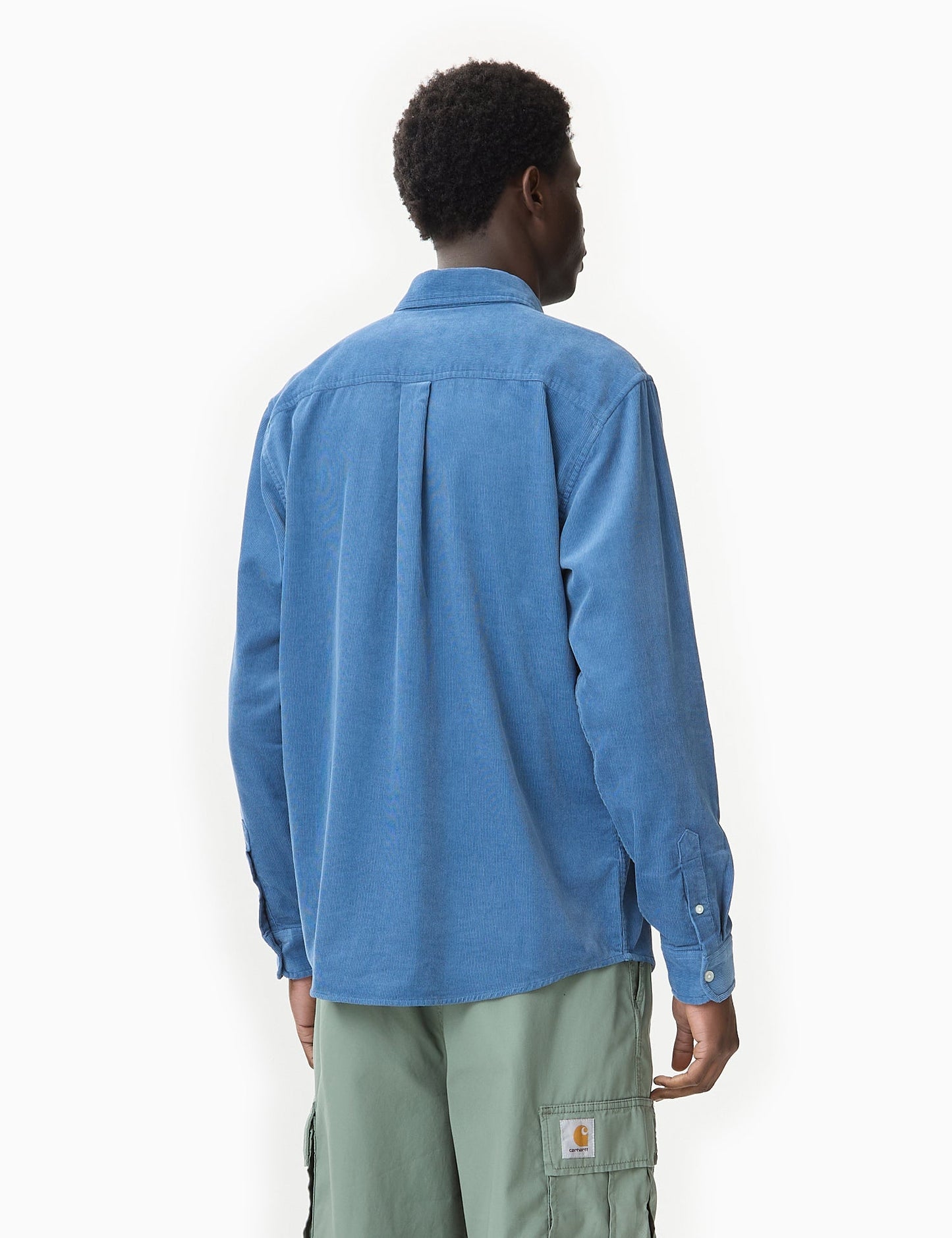 Chemise en velours côtelé Madison (coupe droite) - Bleu Sorrent