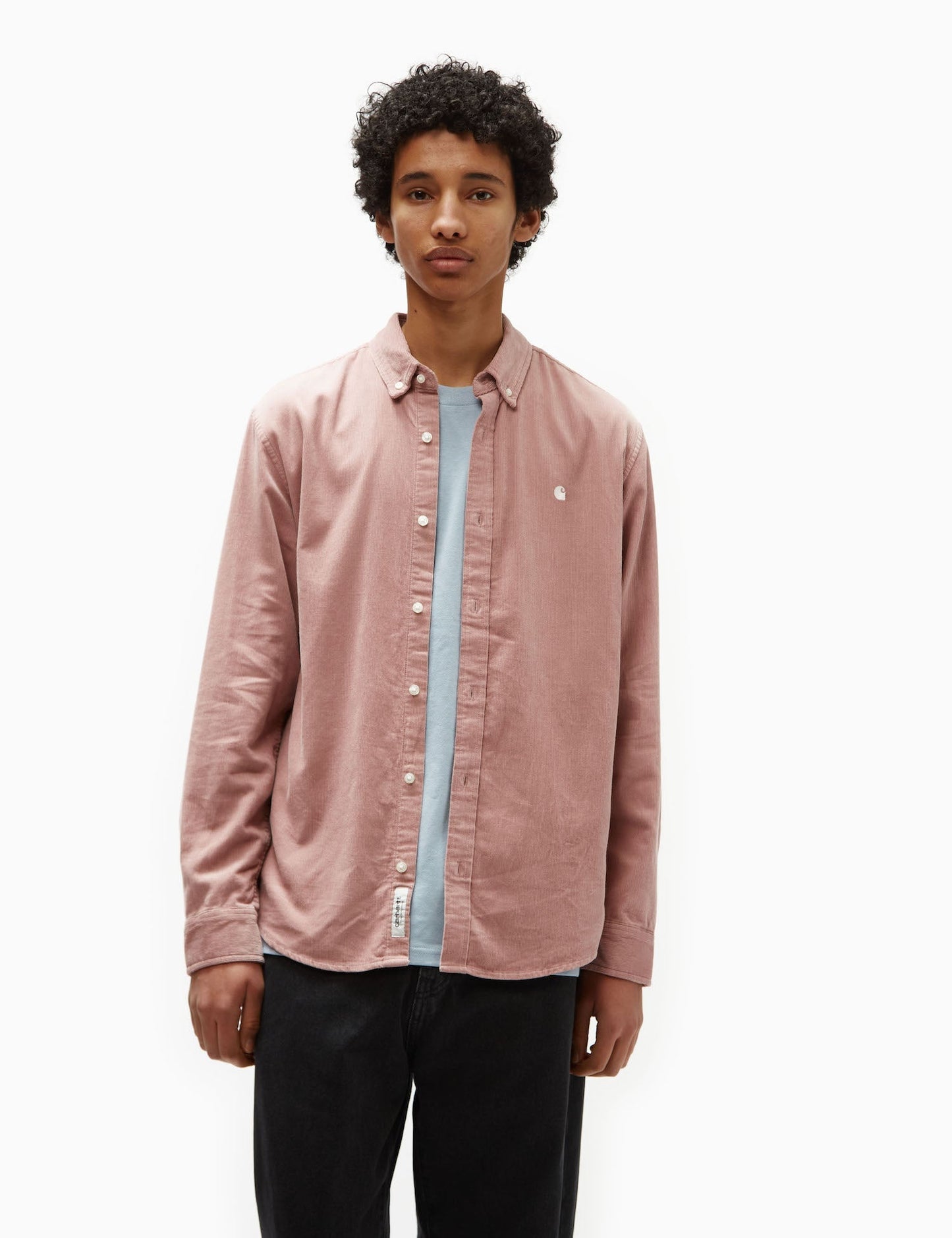 Chemise en velours côtelé Madison (coupe droite) - Bleu Sorrent