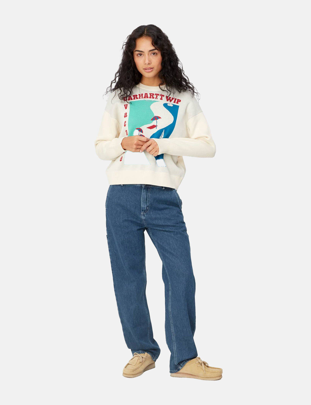 Pantalon Pierce (coupe droite) pour femme - Bleu délavé intense
