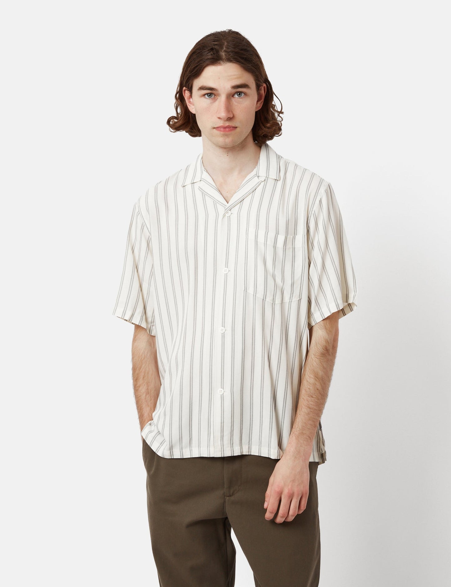 Chemise Reyes à rayures (ample) - Cire/Noir
