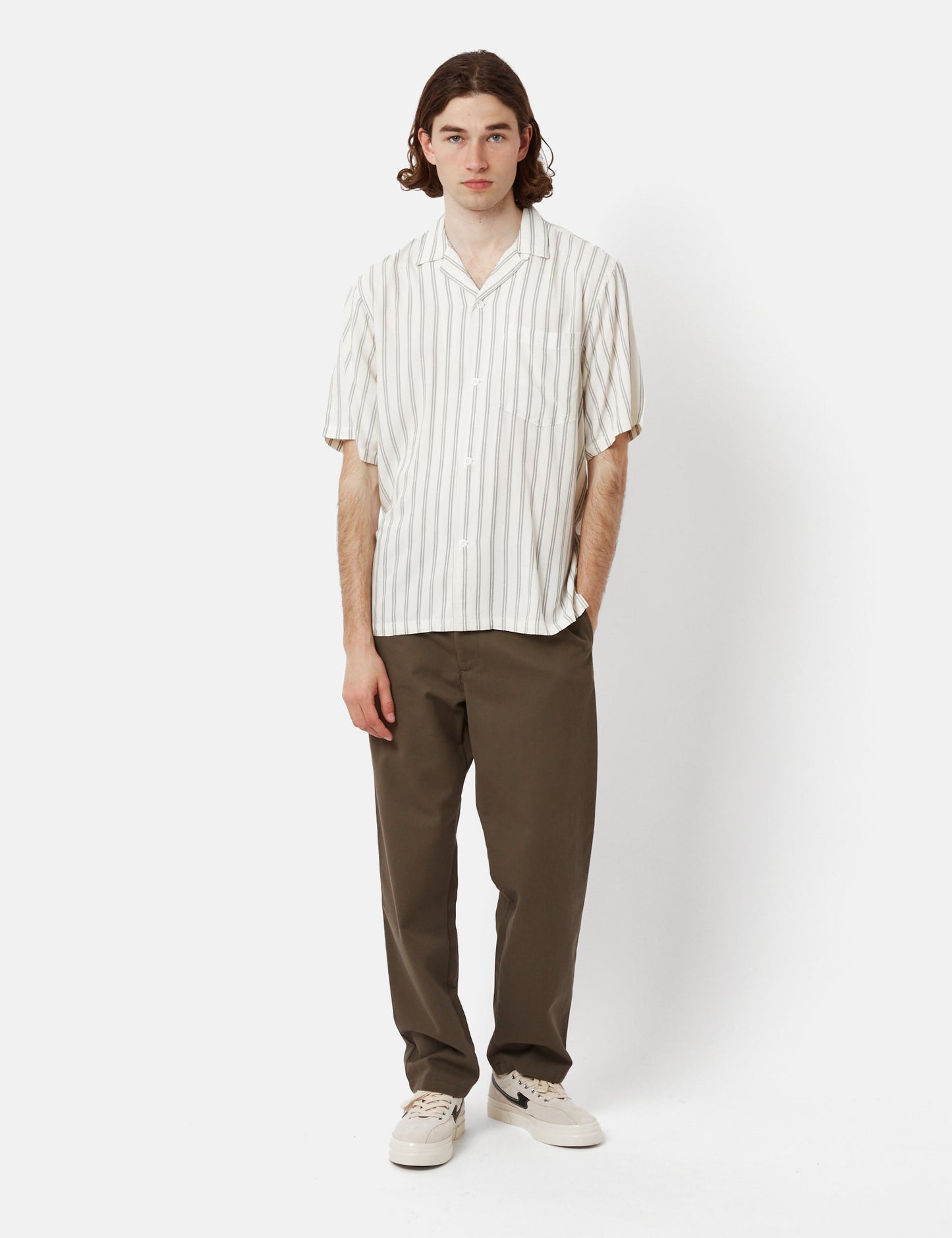 Chemise Reyes à rayures (ample) - Cire/Noir