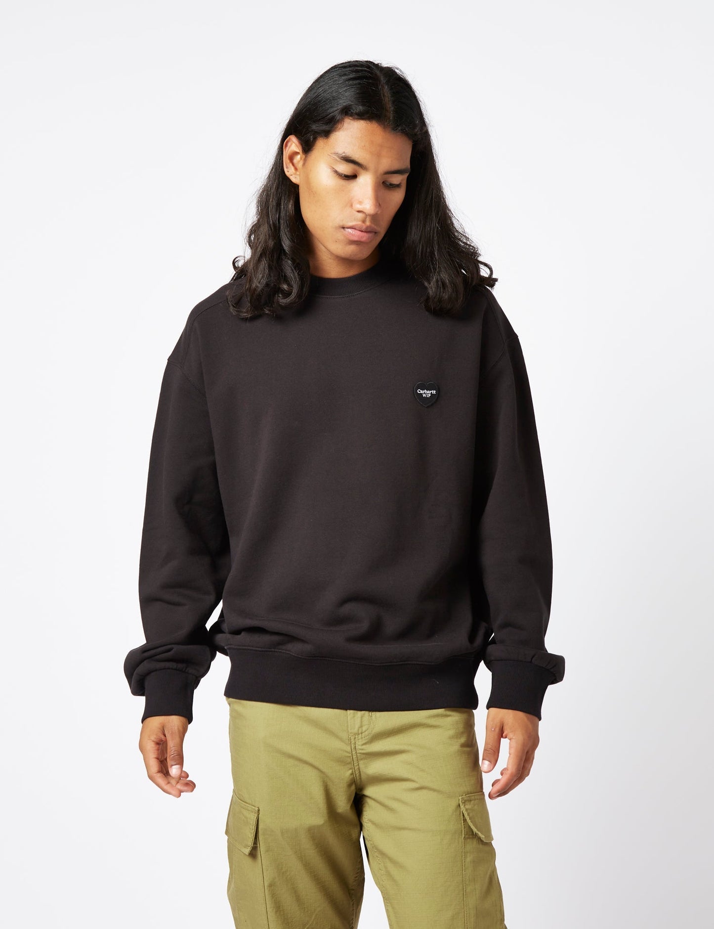 Sweatshirt mit Herz-Applikation – Dusty Hamilton Brown