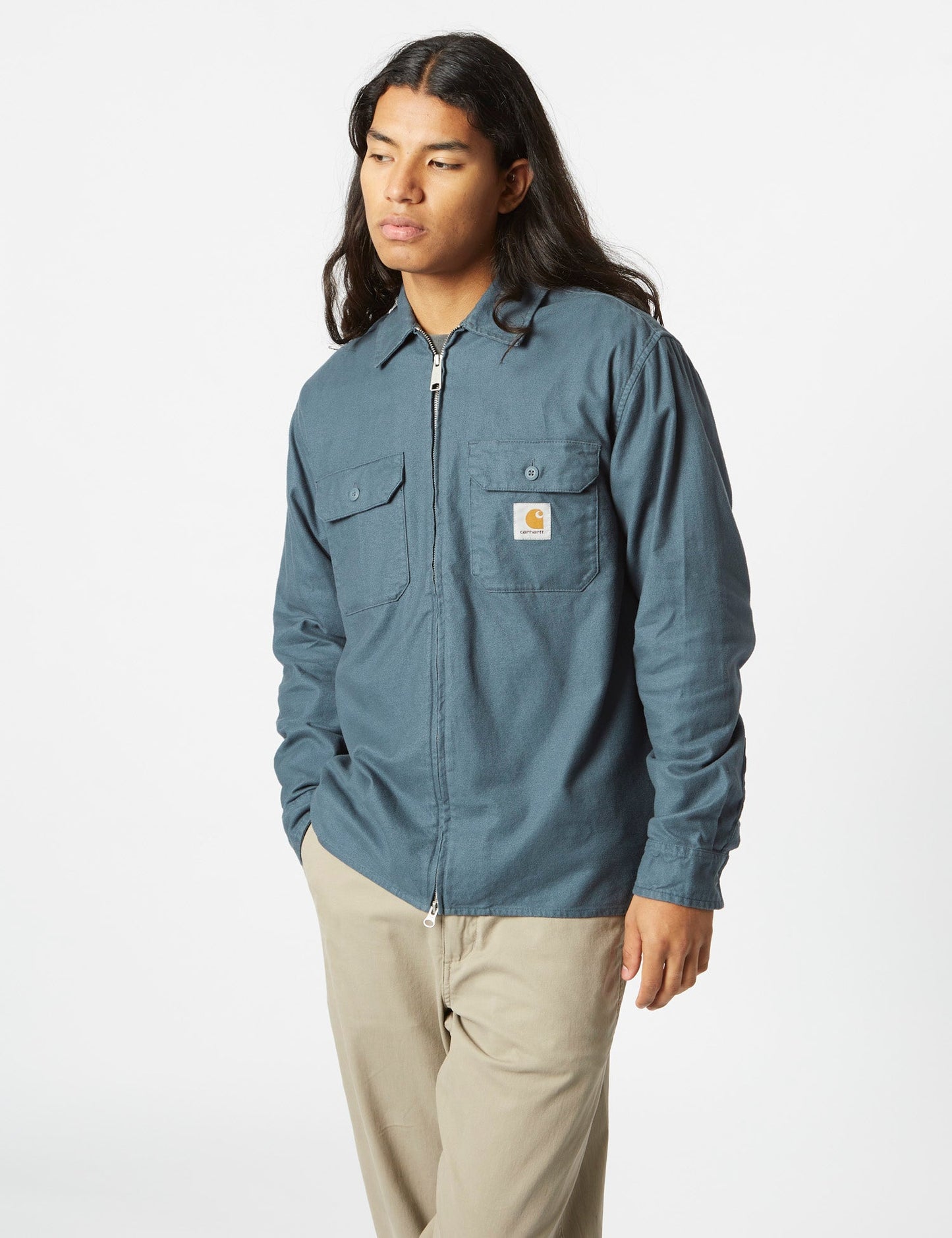 Milford Zip Shirt Jacke (locker geschnitten) – Erzblau