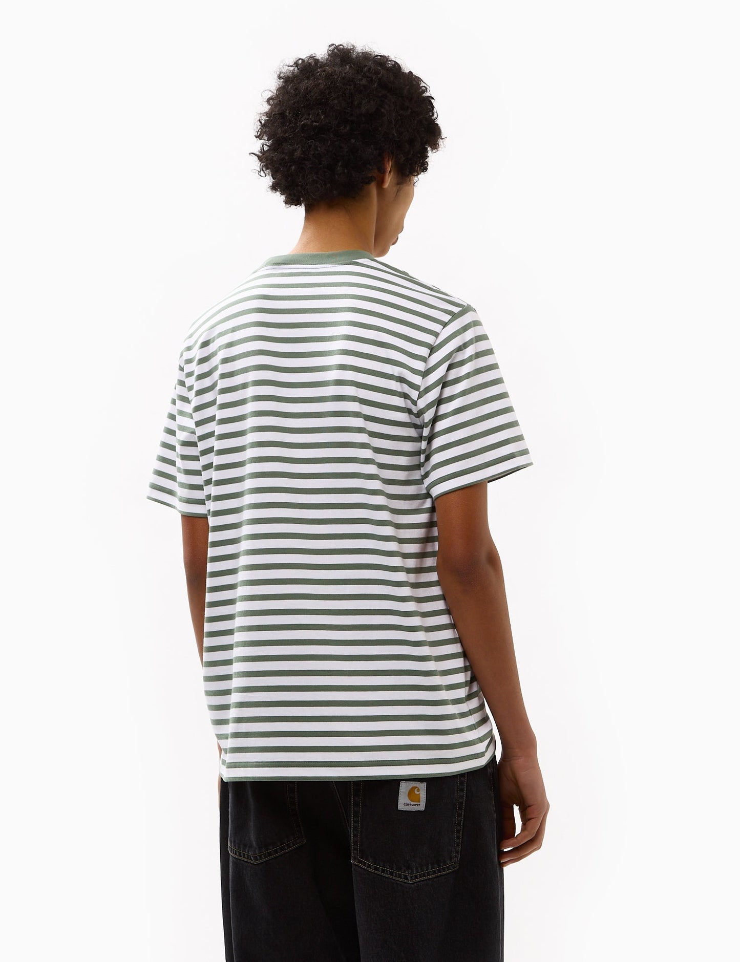 T-shirt Seidler à Poche Rayée - Vert Park/Blanc