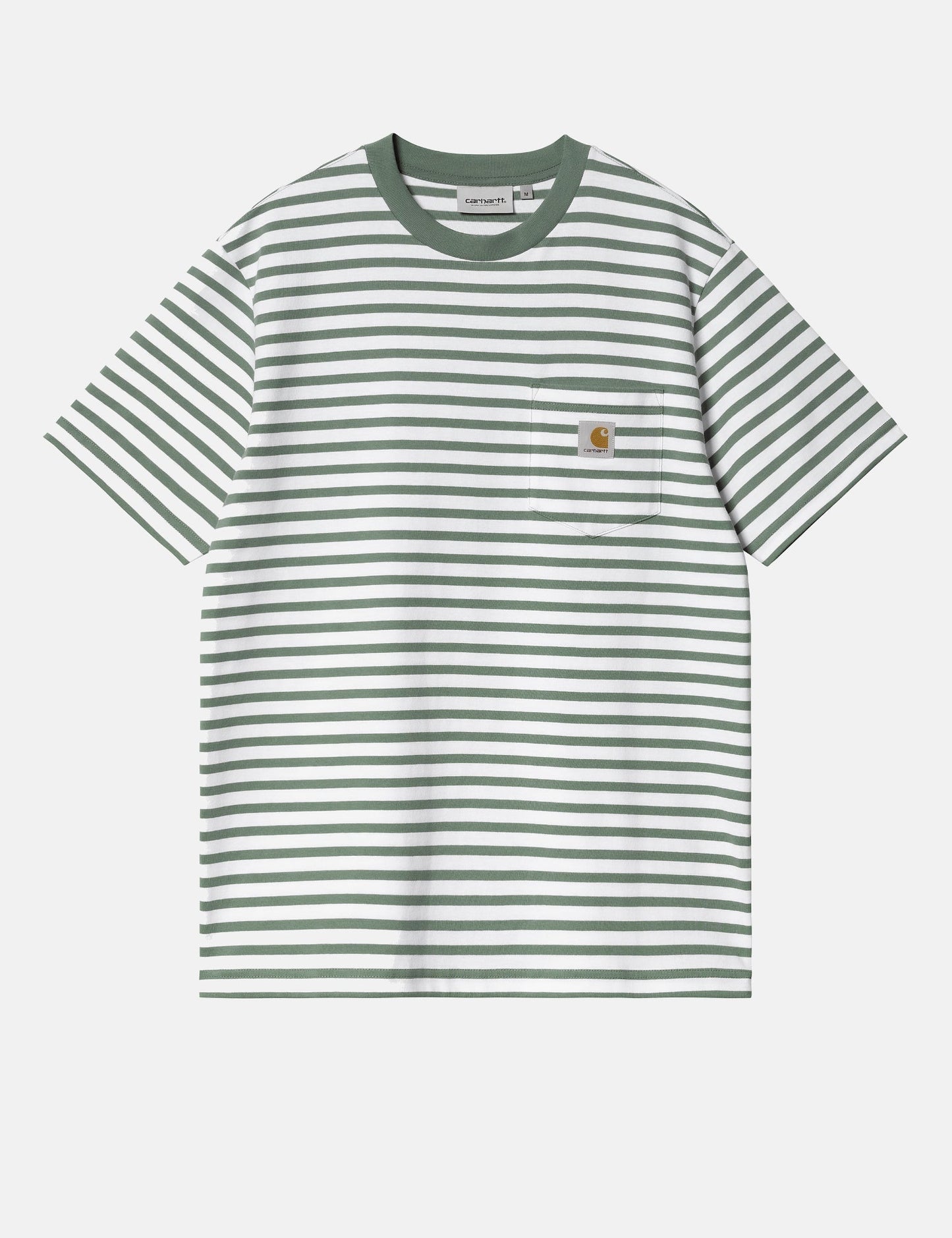 T-shirt Seidler à Poche Rayée - Vert Park/Blanc