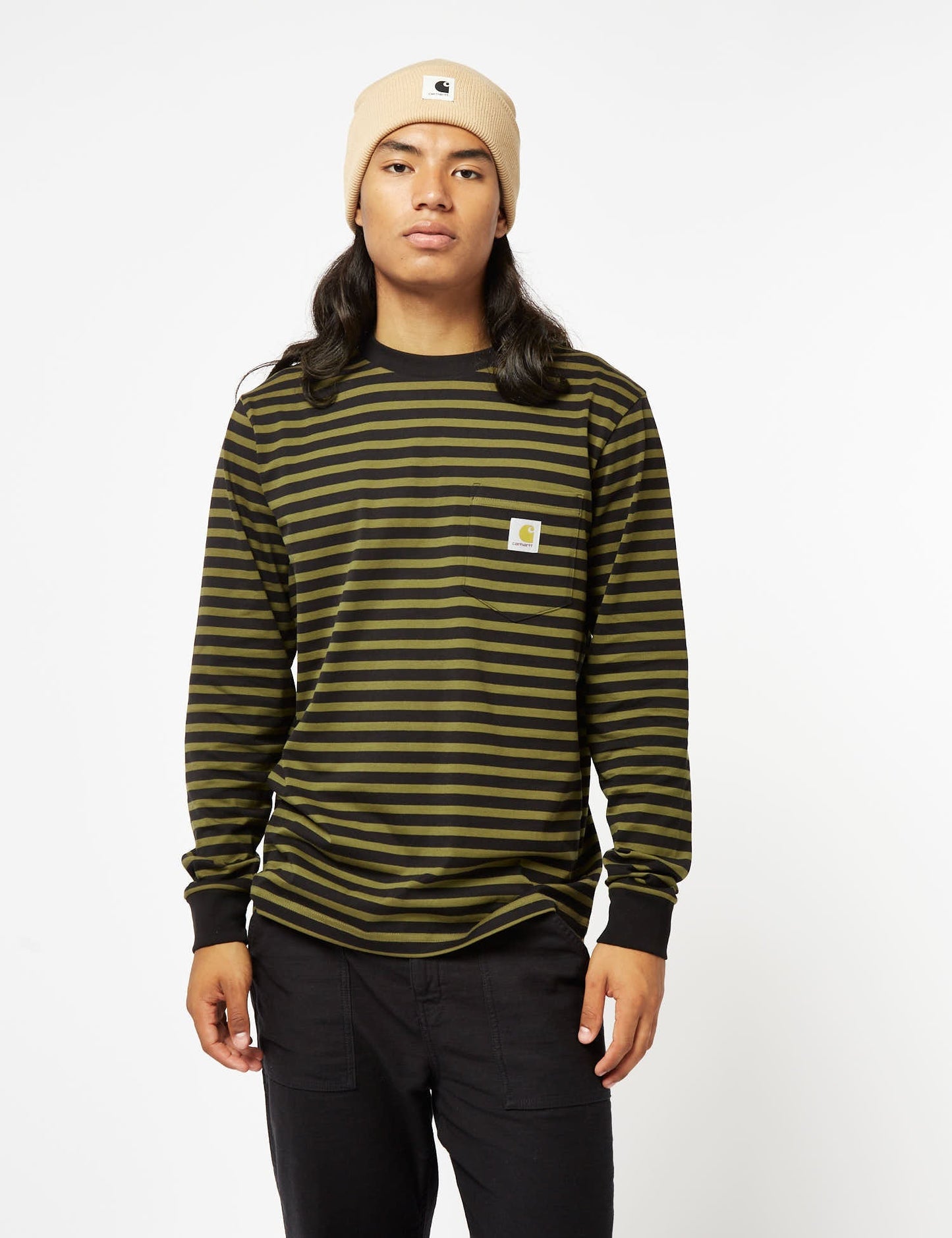 T-shirt à manches longues Seidler Pocket (Seidler Stripe) - Gris sel/noir