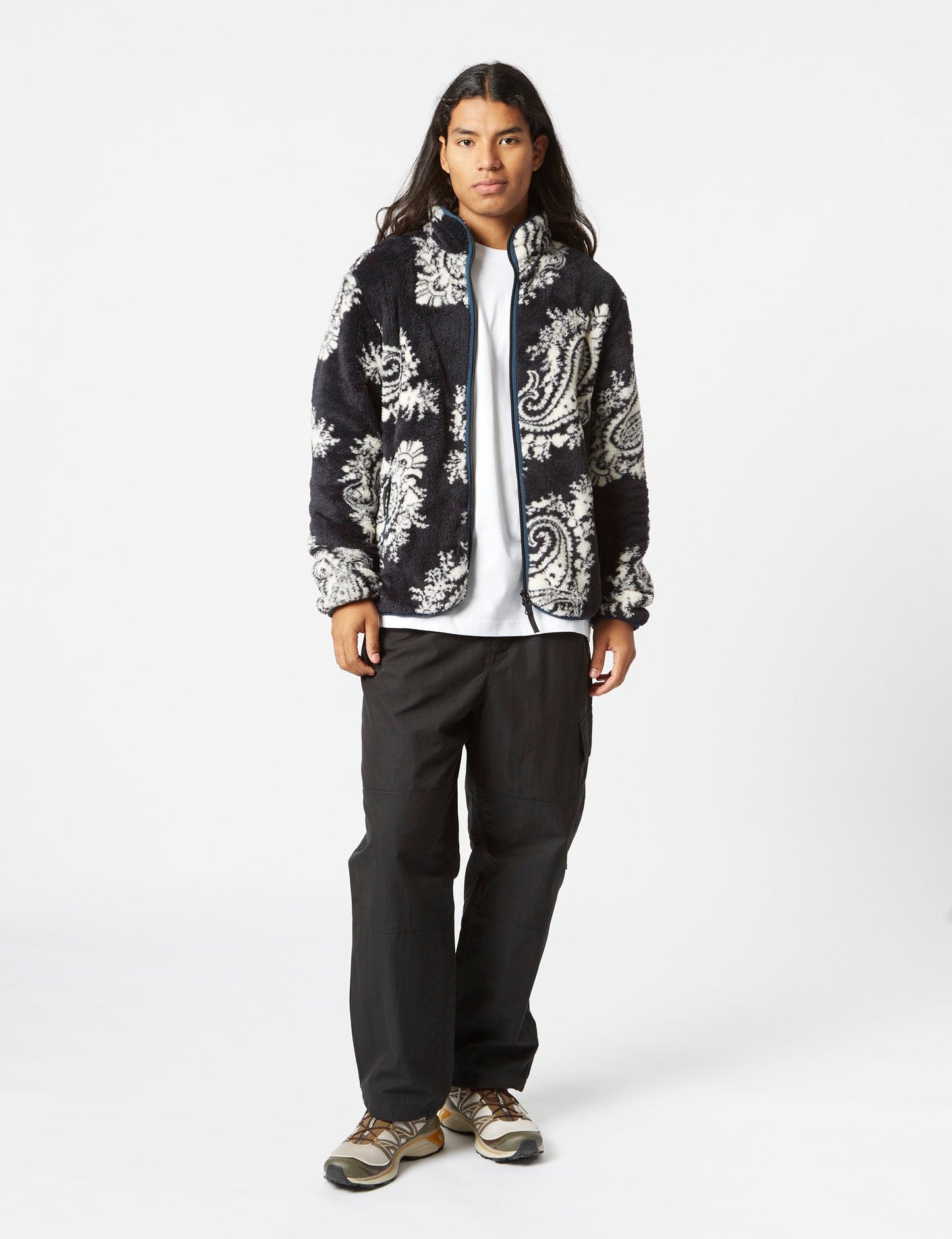 Veste polaire Jebson (grand imprimé Paisley) - Noir/Bleu foncé Squid