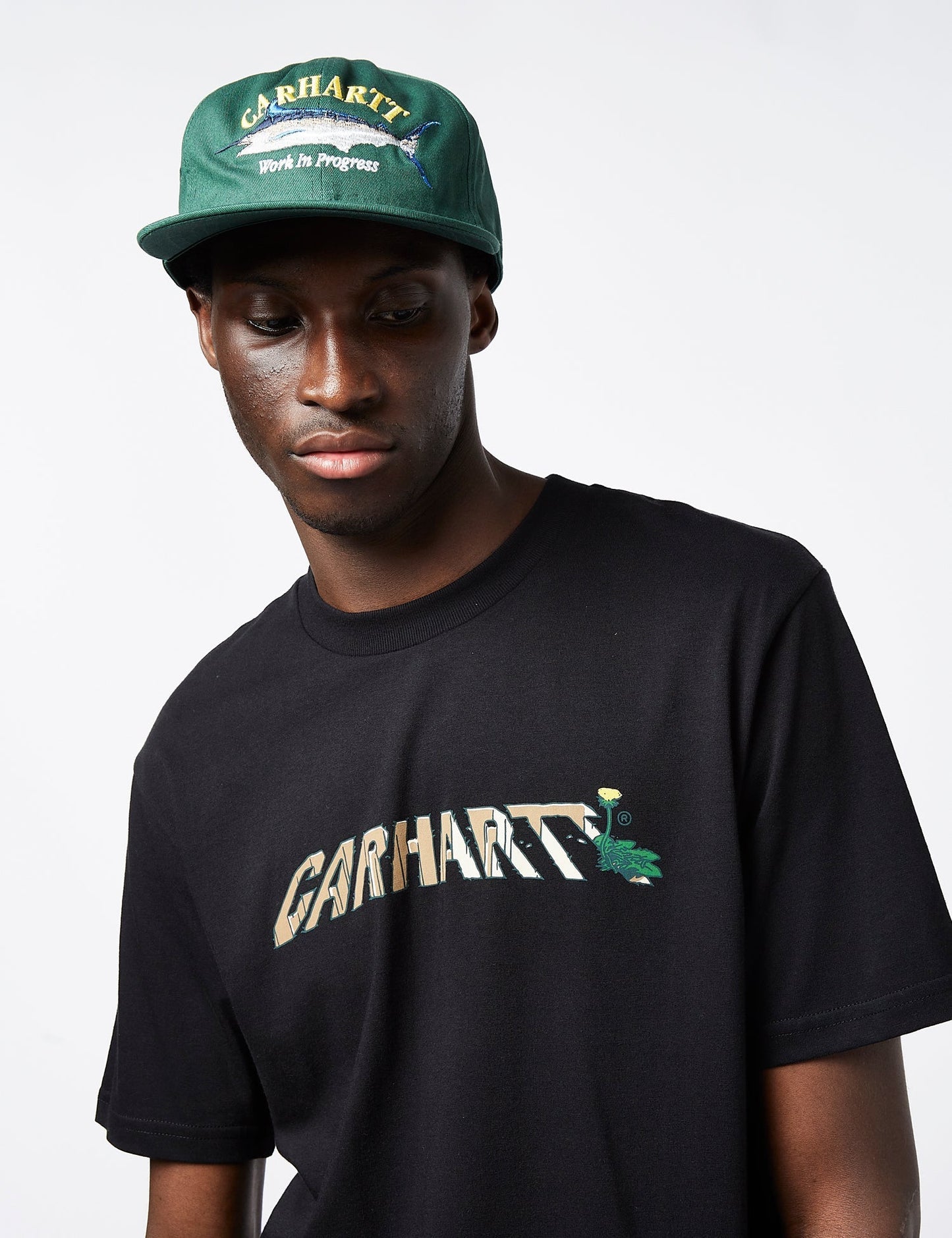 Dandelion Script T-Shirt (regulär geschnitten) – Schwarz