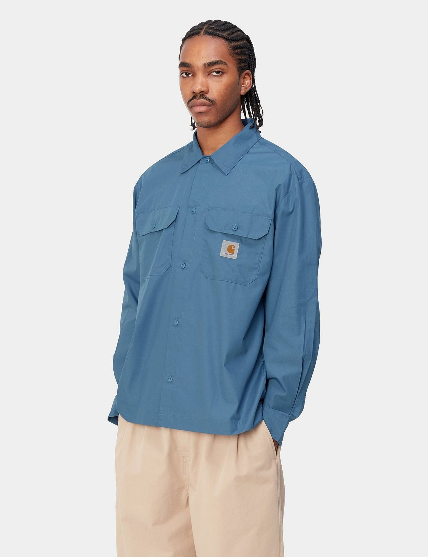 Chemise artisanale à manches longues - Bleu Sorrente